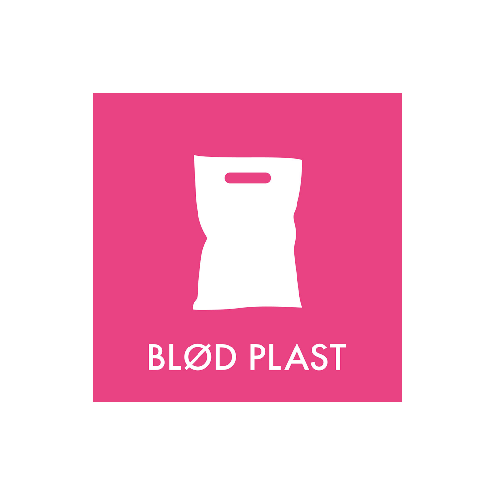 Affaldssortering “blød plast” - magnetskilt 30x30 cm.