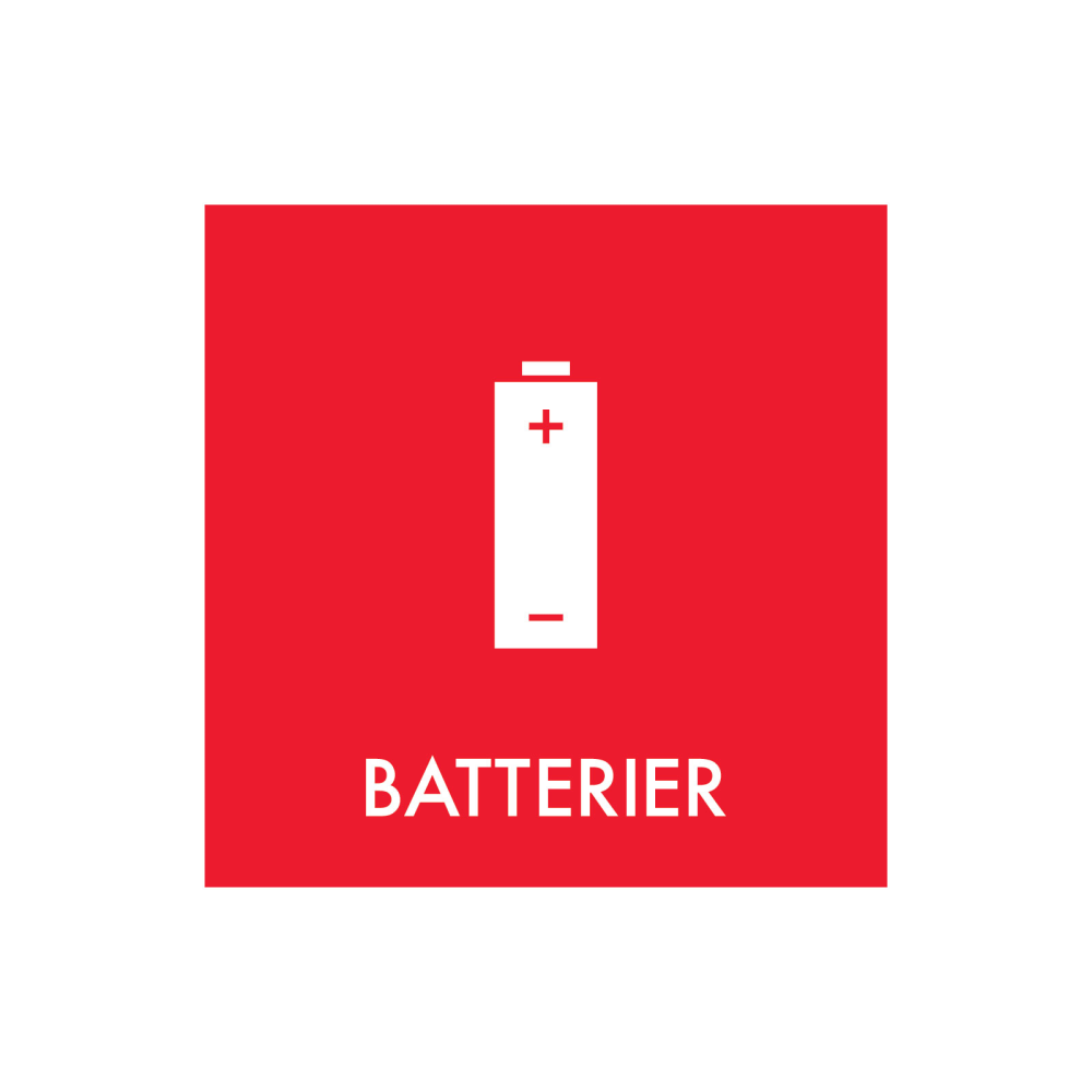 Affaldssortering “batterier” - magnetskilt 30x30 cm.