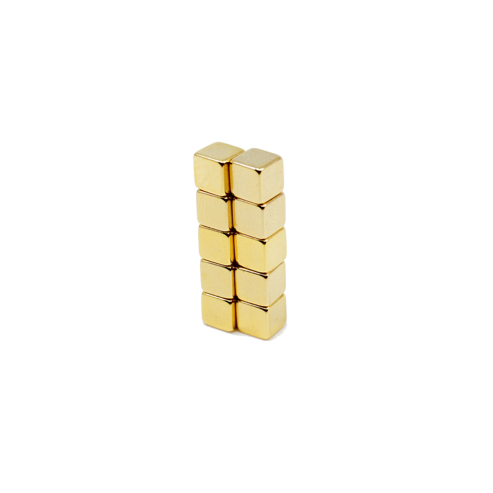 Power magnet, Blok 5x5x5 mm., Guld