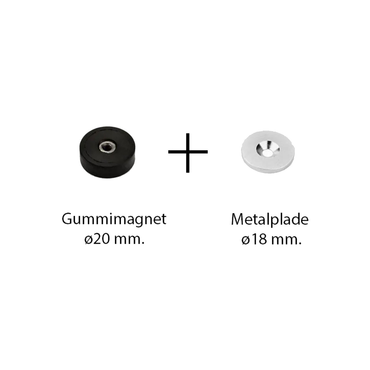 Dørstopper sæt gummimagnet + metalplade (small)