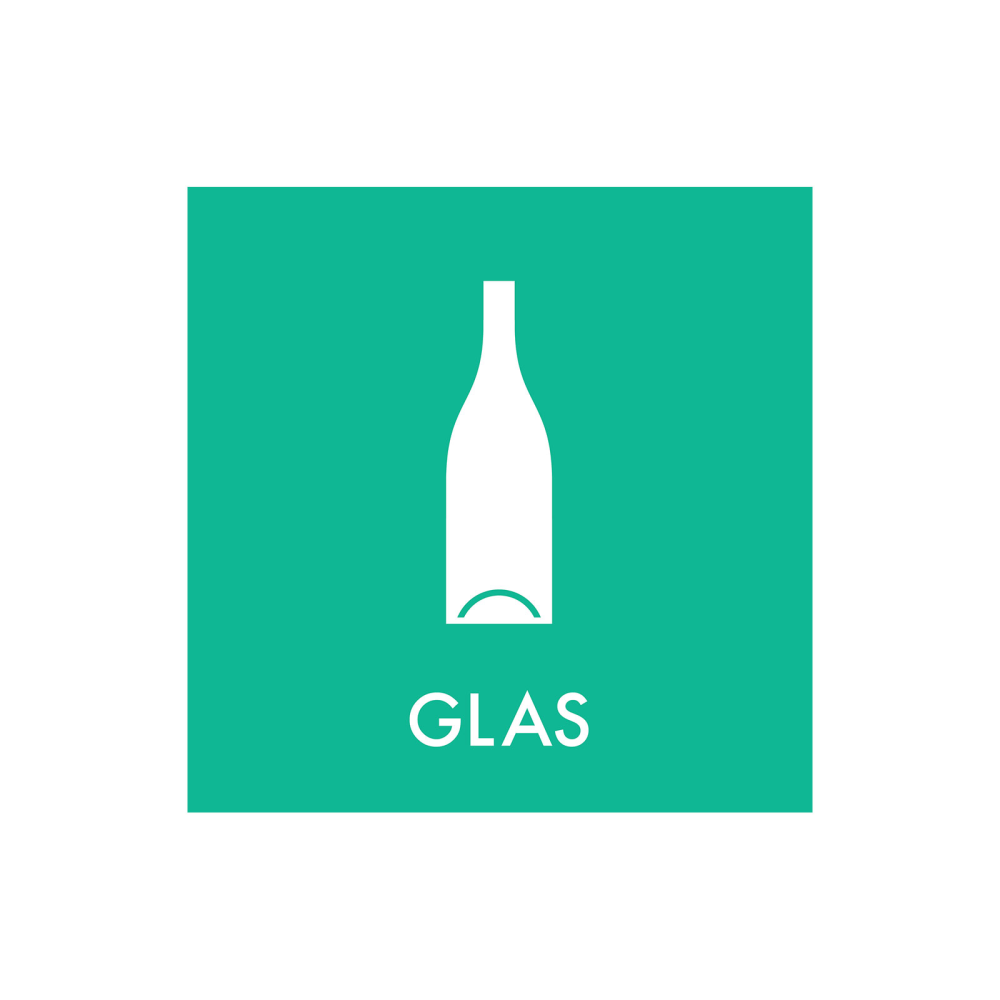 Affaldssortering “glas" - magnetskilt 30x30 cm.