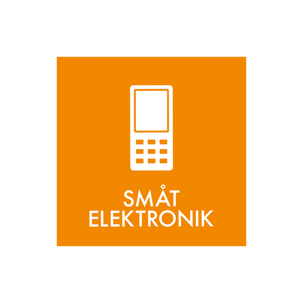 Affaldssortering “småt elektronik” - magnetskilt 30x30 cm.