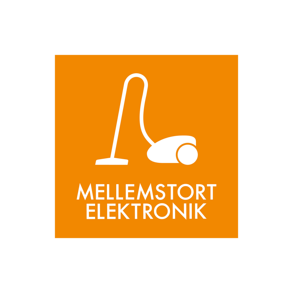 Affaldssortering “mellemstort elektronik” - magnetskilt 30x30 cm.