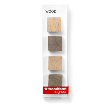 Træ Kuber WOOD, 4-pak - køleskabsmagneter